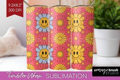 Retro Flowers Tumbler Wrap - Groovy Tumbler PNG Sublimation Product Image 1