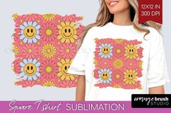 Retro Flowers Square Tshirt Background - Groovy PNG Product Image 1