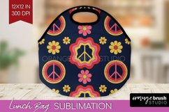 Retro Flowers Lunch Bag - Groovy Lunch Bug PNG Sublimation Product Image 1