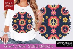 Retro Flowers Round Tshirt Background - Groovy PNG Product Image 1