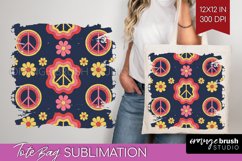 Retro Flowers Tote Bag - Groovy Tote Bag PNG Sublimation Product Image 1