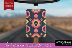 Retro Flowers Air Freshener PNG - Groovy PNG Sublimation Product Image 1