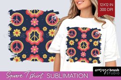 Retro Flowers Square Tshirt Background - Groovy PNG Product Image 1