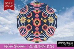 Retro Flowers Wind Spinner Sublimation PNG - Groovy Round Product Image 1
