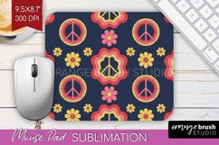 Retro Flowers Mouse Pad Sublimation - Groovy Mousepad PNG Product Image 1