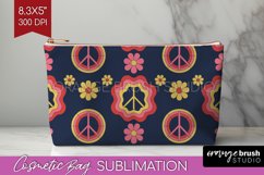 Retro Flowers Cosmetic Bag - Groovy Makeup Bag PNG Product Image 1