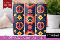 Retro Flowers Tumbler Wrap - Groovy Tumbler PNG Sublimation Product Image 1