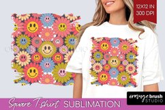 Retro Flowers Square Tshirt Background - Groovy PNG Product Image 1