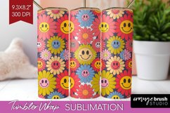 Retro Flowers Tumbler Wrap - Groovy Tumbler PNG Sublimation Product Image 1