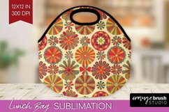 Retro Flowers Lunch Bag - Groovy Lunch Bug PNG Sublimation Product Image 1