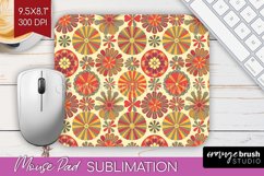 Retro Flowers Mouse Pad Sublimation - Groovy Mousepad PNG Product Image 1