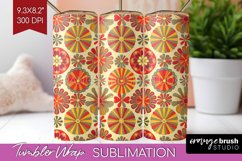 Retro Flowers Tumbler Wrap - Groovy Tumbler PNG Sublimation Product Image 1