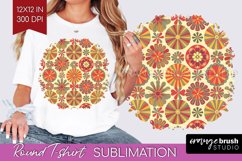 Retro Flowers Round Tshirt Background - Groovy PNG Product Image 1