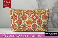 Retro Flowers Cosmetic Bag - Groovy Makeup Bag PNG Product Image 1