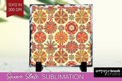 Retro Flowers Slate PNG - Groovy Square Slate Sublimation Product Image 1