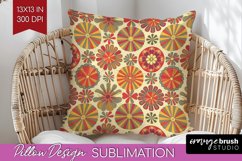 Retro Flowers Pillow Sublimation - Groovy Pillow Cover PNG Product Image 1