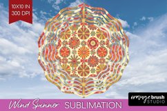 Retro Flowers Wind Spinner Sublimation PNG - Groovy Round Product Image 1