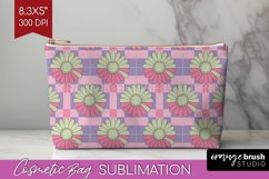 Retro Flowers Cosmetic Bag - Groovy Makeup Bag PNG Product Image 1
