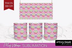 Retro Flowers Mug Wrap - Groovy Mug PNG Sublimation Product Image 1