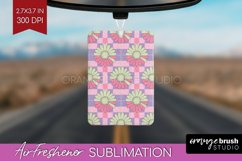 Retro Flowers Air Freshener PNG - Groovy PNG Sublimation Product Image 1