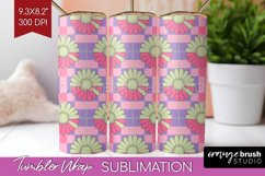 Retro Flowers Tumbler Wrap - Groovy Tumbler PNG Sublimation Product Image 1