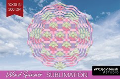 Retro Flowers Wind Spinner Sublimation PNG - Groovy Round Product Image 1
