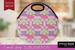 Retro Flowers Lunch Bag - Groovy Lunch Bug PNG Sublimation Product Image 1