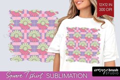 Retro Flowers Square Tshirt Background - Groovy PNG Product Image 1