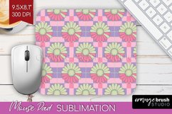 Retro Flowers Mouse Pad Sublimation - Groovy Mousepad PNG Product Image 1