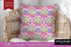 Retro Flowers Pillow Sublimation - Groovy Pillow Cover PNG Product Image 1