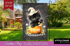 Halloween Garden Flag Sublimation - Fall Welcome Sign PNG Product Image 1