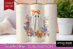 Cute Ghost Tumbler Wrap - Spooky Halloween Tumbler PNG Product Image 1