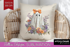 Cute Ghost Pillow Sublimation - Spooky Halloween Pillow PNG Product Image 1