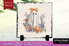 Cute Ghost Slate PNG - Spooky Halloween Square Slate Product Image 1