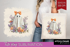Cute Ghost Tote Bag - Spooky Halloween Tote Bag PNG Product Image 1