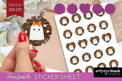 Cute Ghost Round Sticker - Spooky Halloween Printable Sheet Product Image 1