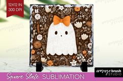 Cute Ghost Slate PNG - Spooky Halloween Square Slate Product Image 1