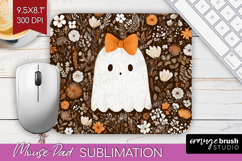 Cute Ghost Mouse Pad Sublimation - Spooky Halloween Mousepad Product Image 1