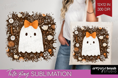Cute Ghost Tote Bag - Spooky Halloween Tote Bag PNG Product Image 1