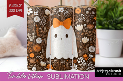 Cute Ghost Tumbler Wrap - Spooky Halloween Tumbler PNG Product Image 1