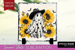 Cute Ghost Slate PNG - Spooky Halloween Square Slate Product Image 1