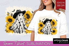 Cute Ghost Square Tshirt Background - Spooky Halloween PNG Product Image 1