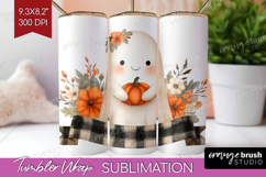 Cute Ghost Tumbler Wrap - Spooky Halloween Tumbler PNG Product Image 1