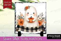 Cute Ghost Slate PNG - Spooky Halloween Square Slate Product Image 1