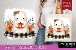 Cute Ghost Tote Bag - Spooky Halloween Tote Bag PNG Product Image 1
