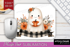 Cute Ghost Mouse Pad Sublimation - Spooky Halloween Mousepad Product Image 1
