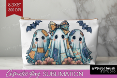 Cute Ghost Cosmetic Bag - Spooky Halloween Makeup Bag PNG Product Image 1