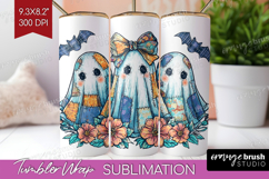 Cute Ghost Tumbler Wrap - Spooky Halloween Tumbler PNG Product Image 1