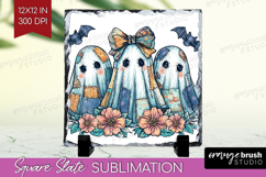 Cute Ghost Slate PNG - Spooky Halloween Square Slate Product Image 1