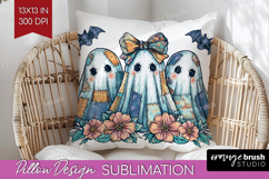 Cute Ghost Pillow Sublimation - Spooky Halloween Pillow PNG Product Image 1